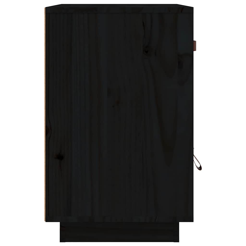 Comodini Neri 2 pz 40x34x55 cm in Legno Massello di Pino - homemem39