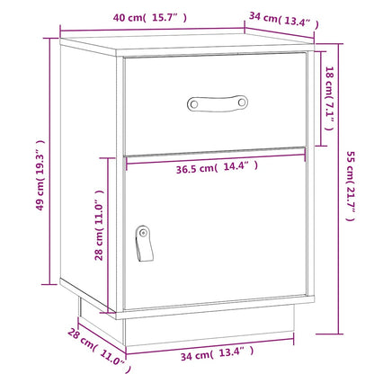 Comodini Neri 2 pz 40x34x55 cm in Legno Massello di Pino - homemem39