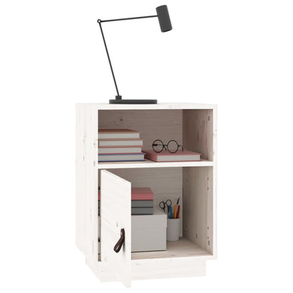 Comodino Bianco 40x34x55 cm in Legno Massello di Pino - homemem39
