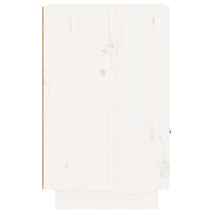 Comodino Bianco 40x34x55 cm in Legno Massello di Pino - homemem39