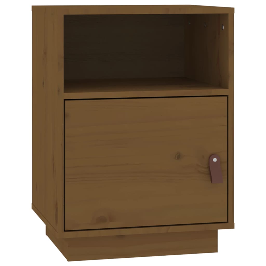 Comodino Marrone Ambrato 40x34x55 cm in Legno Massello di Pino - homemem39
