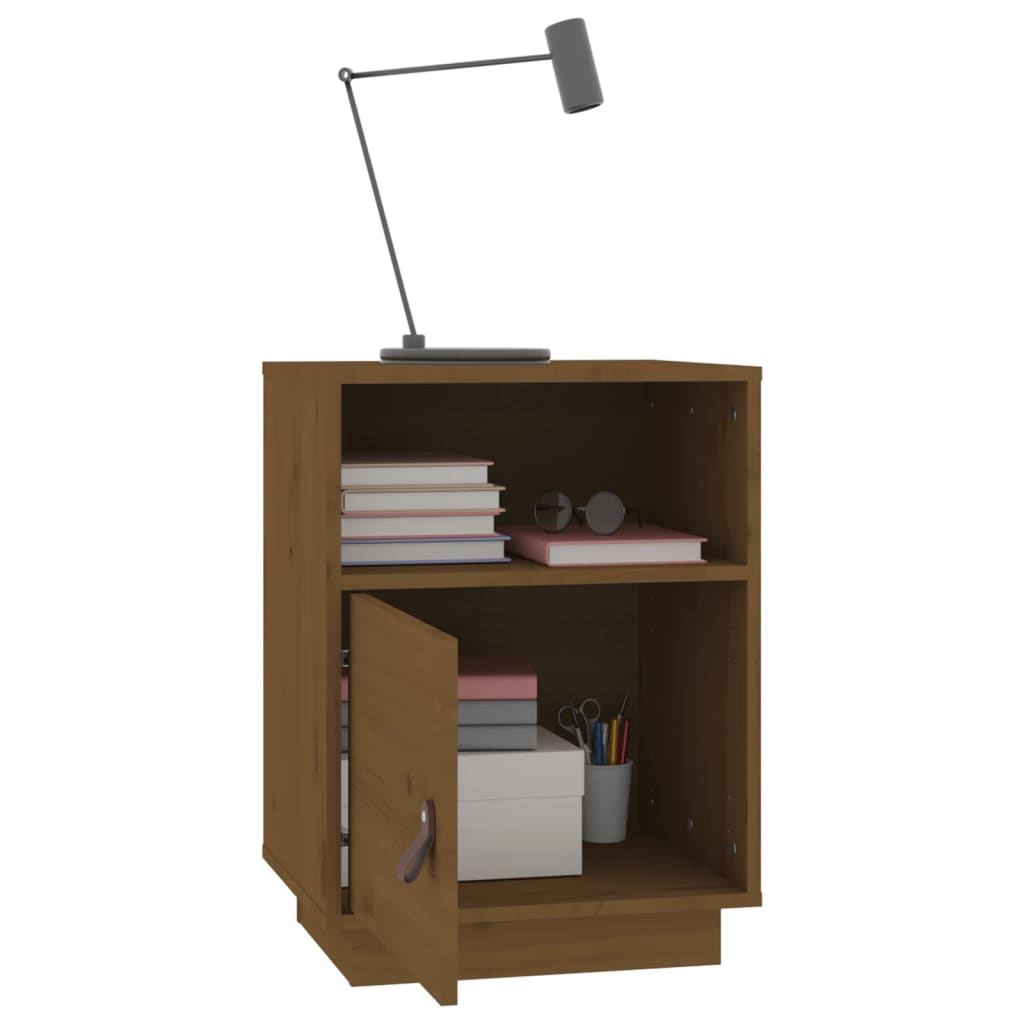 Comodino Marrone Ambrato 40x34x55 cm in Legno Massello di Pino - homemem39