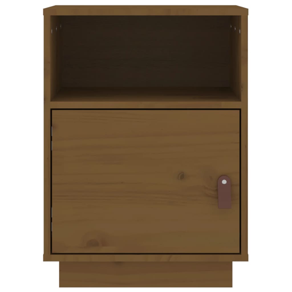 Comodino Marrone Ambrato 40x34x55 cm in Legno Massello di Pino - homemem39