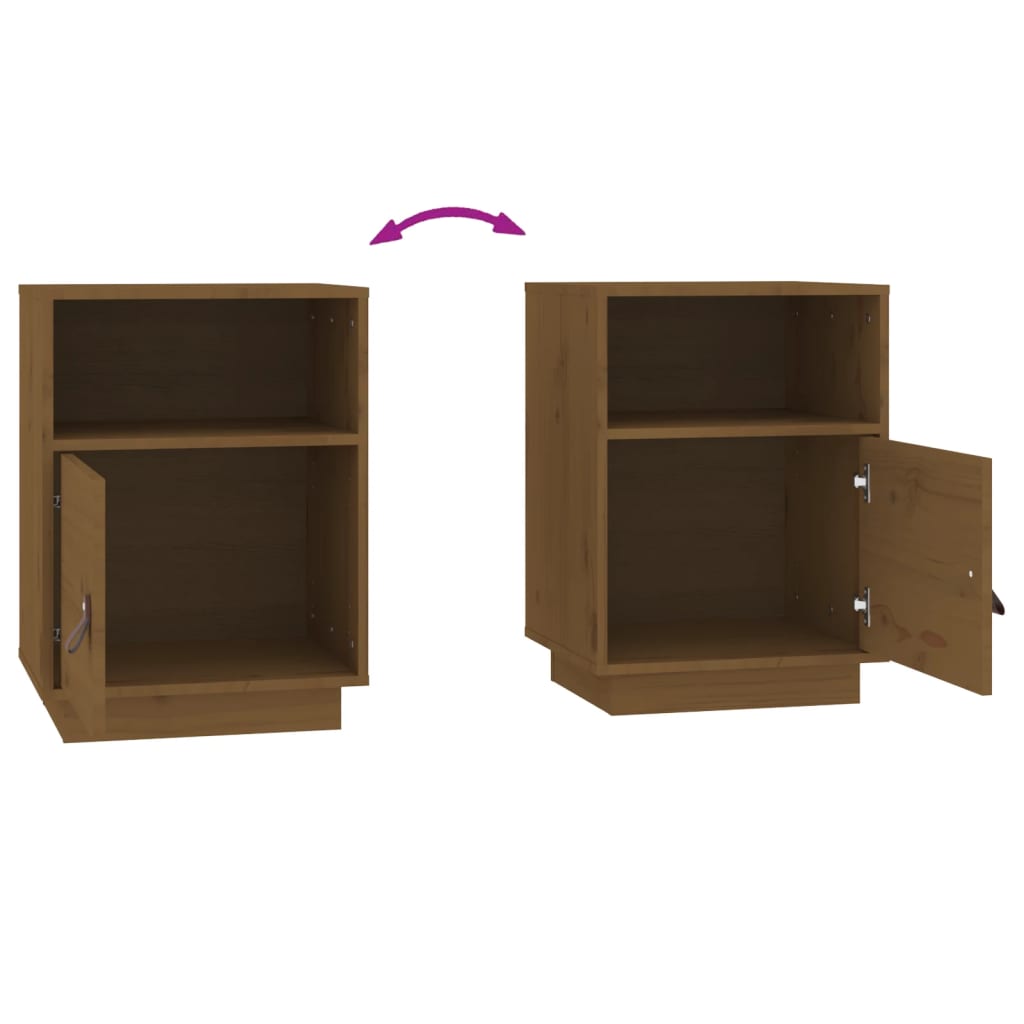 Comodino Marrone Ambrato 40x34x55 cm in Legno Massello di Pino - homemem39