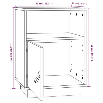 Comodino Marrone Ambrato 40x34x55 cm in Legno Massello di Pino - homemem39