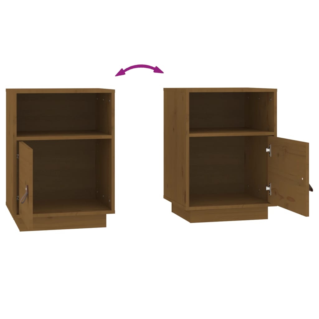 Comodini Ambrati 2 pz 40x34x55 cm in Legno Massello di Pino - homemem39