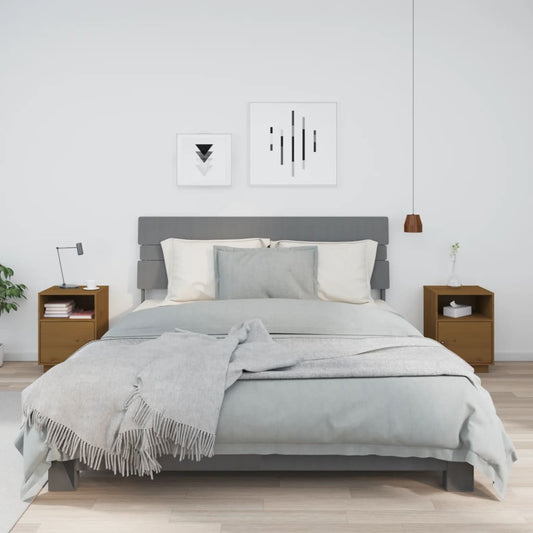 Comodini Ambrati 2 pz 40x34x55 cm in Legno Massello di Pino - homemem39