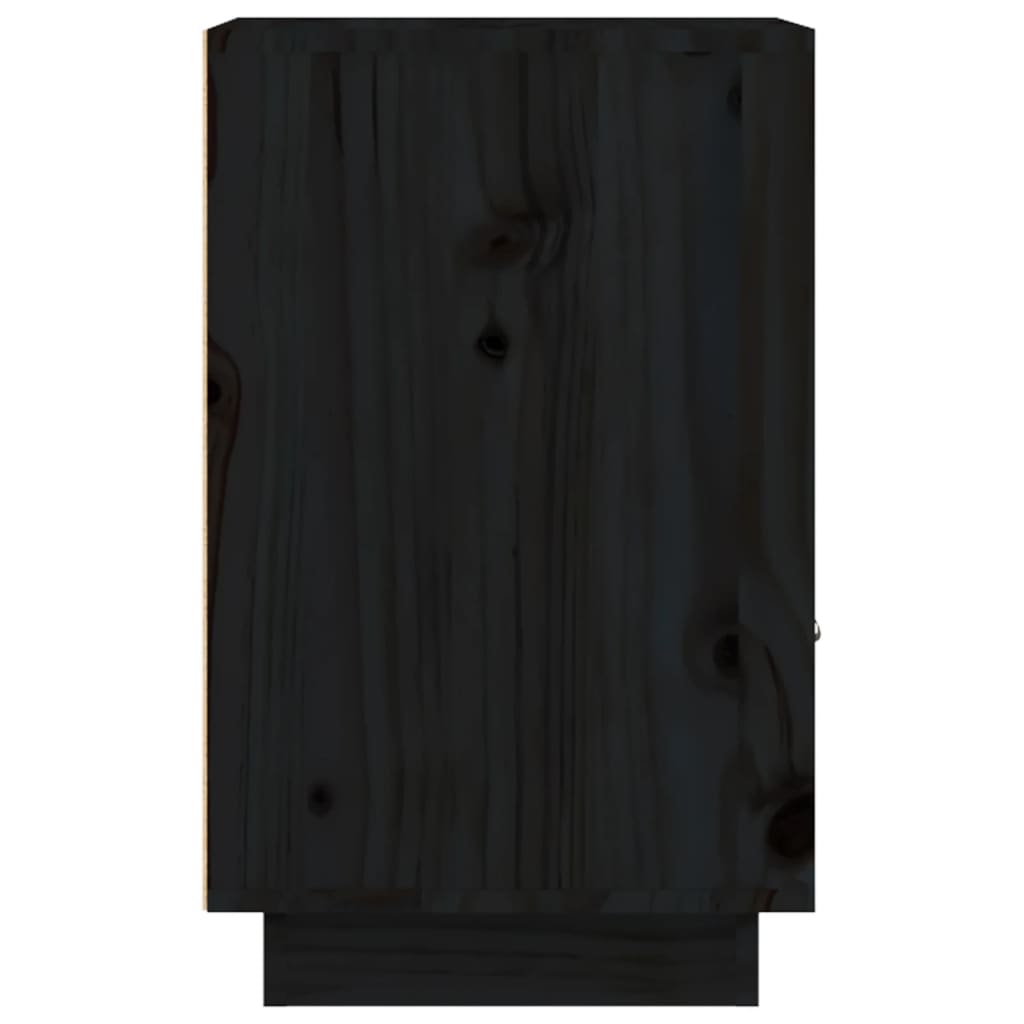 Comodino Nero 40x34x55 cm in Legno Massello di Pino - homemem39
