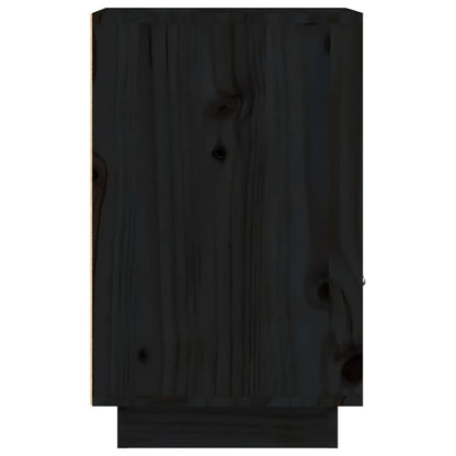 Comodino Nero 40x34x55 cm in Legno Massello di Pino - homemem39