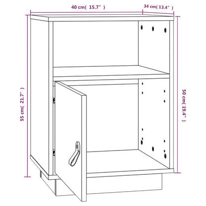 Comodino Nero 40x34x55 cm in Legno Massello di Pino - homemem39