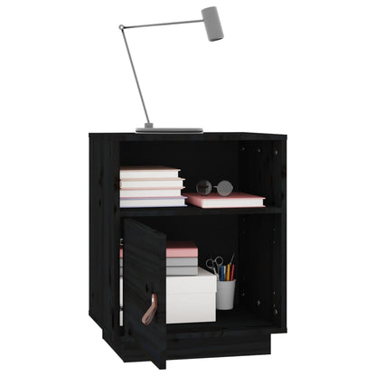 Comodini Neri 2 pz 40x34x55 cm in Legno Massello di Pino - homemem39