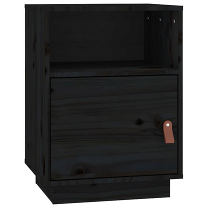 Comodini Neri 2 pz 40x34x55 cm in Legno Massello di Pino - homemem39