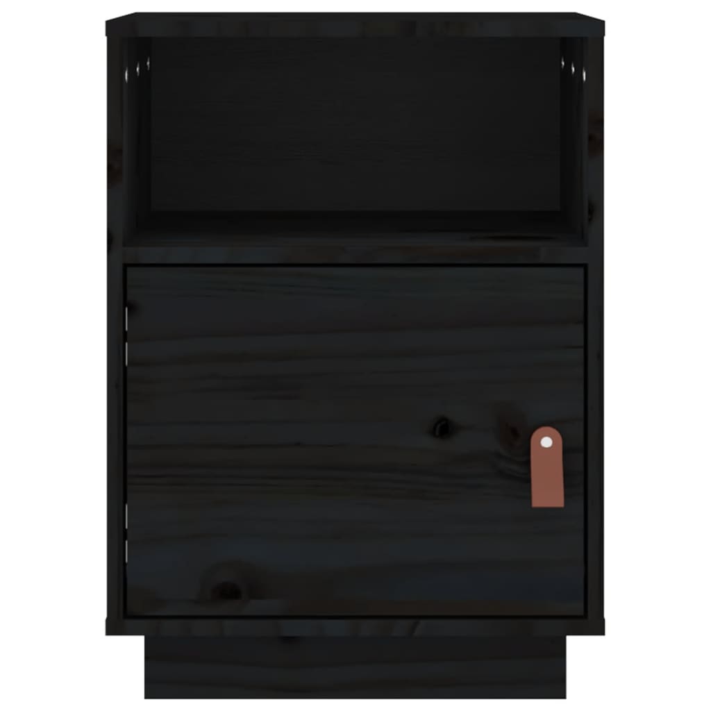 Comodini Neri 2 pz 40x34x55 cm in Legno Massello di Pino - homemem39