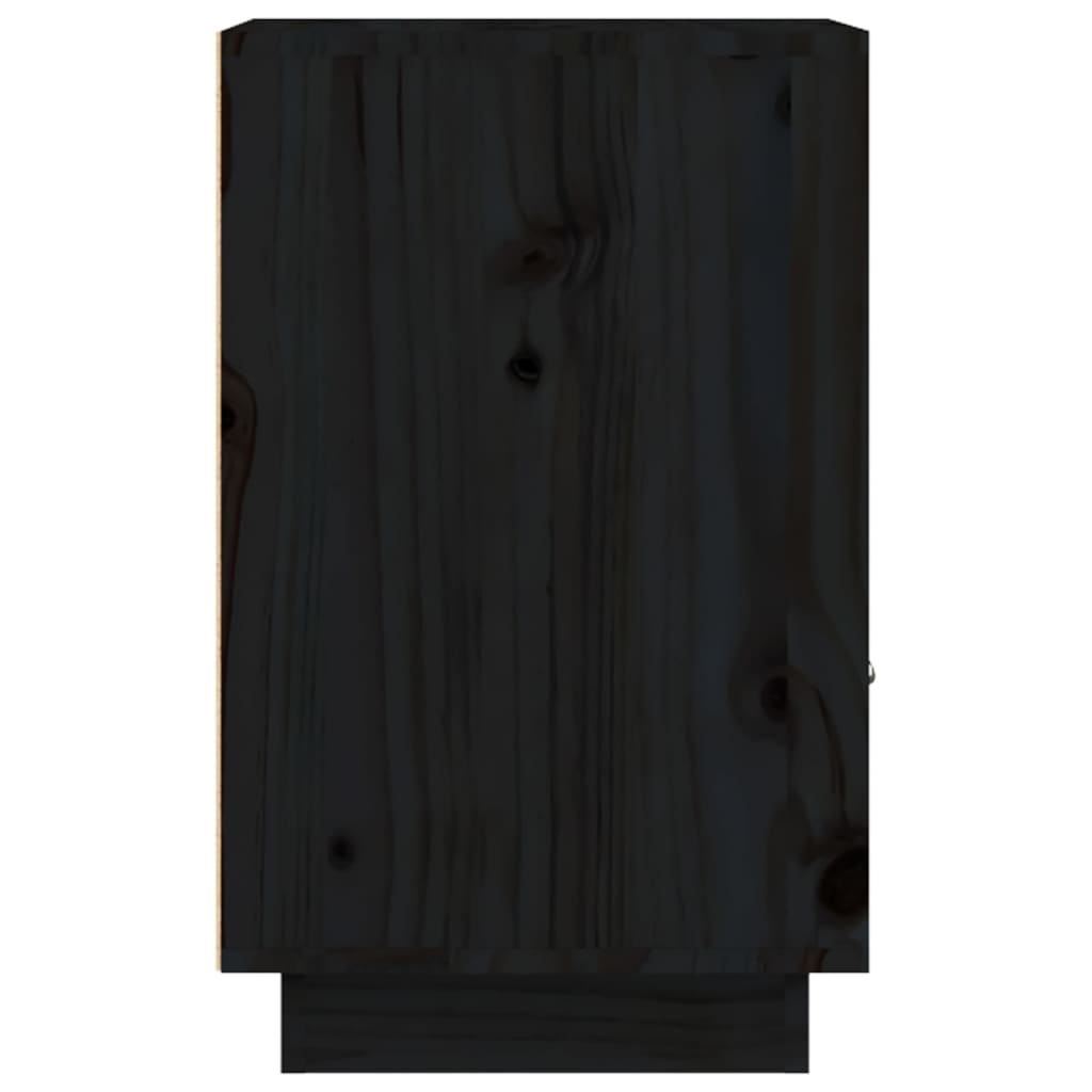 Comodini Neri 2 pz 40x34x55 cm in Legno Massello di Pino - homemem39