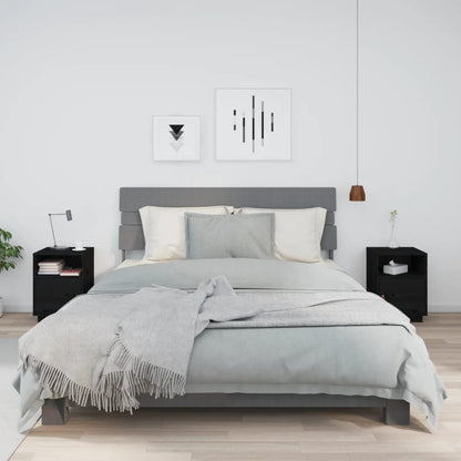 Comodini Neri 2 pz 40x34x55 cm in Legno Massello di Pino - homemem39
