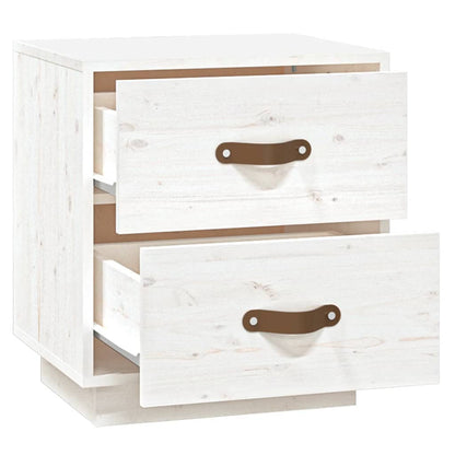 Comodino Bianco 40x34x45 cm in Legno Massello di Pino - homemem39