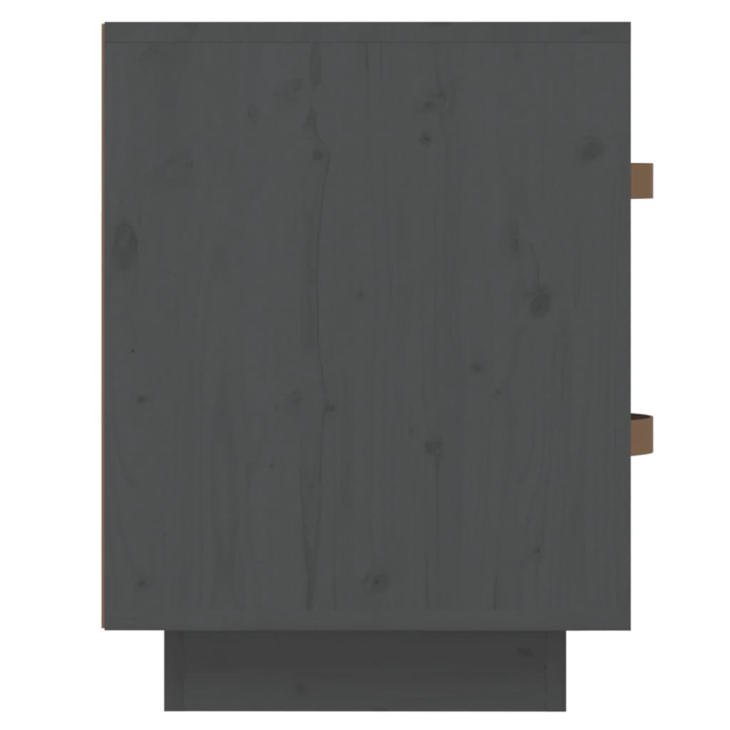 Comodino Grigio 40x34x45 cm in Legno Massello di Pino - homemem39