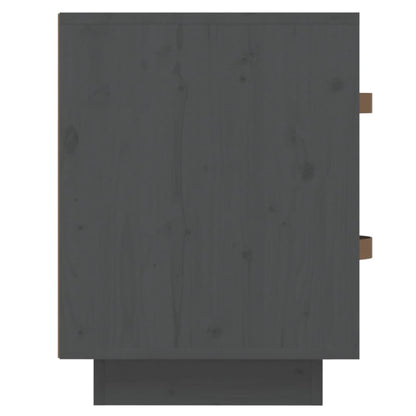 Comodino Grigio 40x34x45 cm in Legno Massello di Pino - homemem39