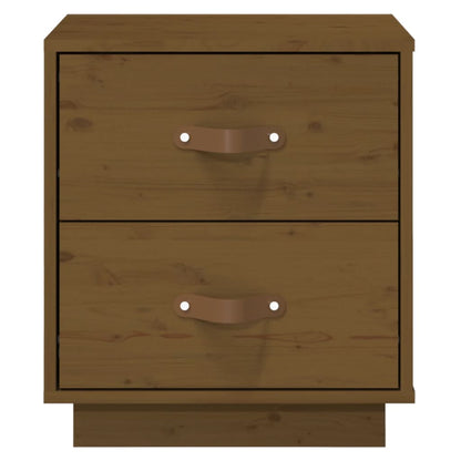 Comodino Marrone Ambrato 40x34x45 cm in Legno Massello di Pino - homemem39