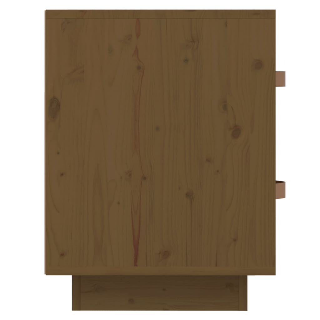 Comodino Marrone Ambrato 40x34x45 cm in Legno Massello di Pino - homemem39