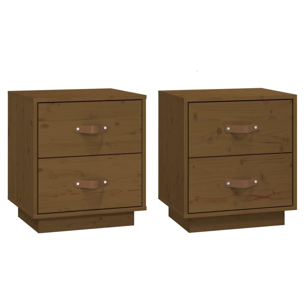Comodini 2 pz Ambrati 40x34x45 cm in Legno Massello di Pino - homemem39