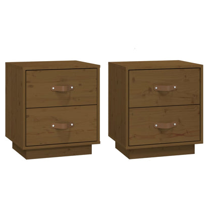Comodini 2 pz Ambrati 40x34x45 cm in Legno Massello di Pino - homemem39