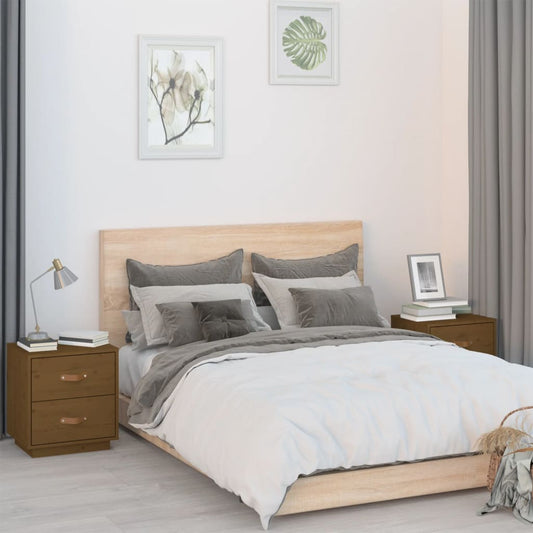 Comodini 2 pz Ambrati 40x34x45 cm in Legno Massello di Pino - homemem39