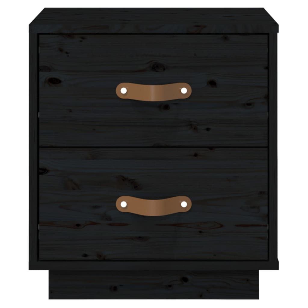 Comodini Neri 2 pz 40x34x45 cm in Legno Massello di Pino - homemem39
