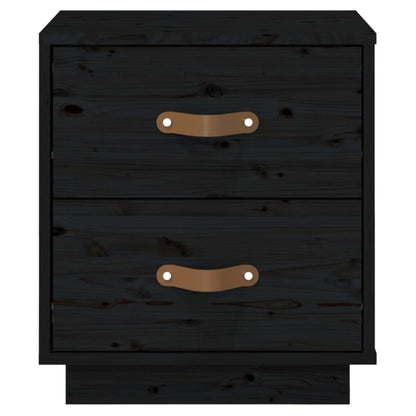 Comodini Neri 2 pz 40x34x45 cm in Legno Massello di Pino - homemem39