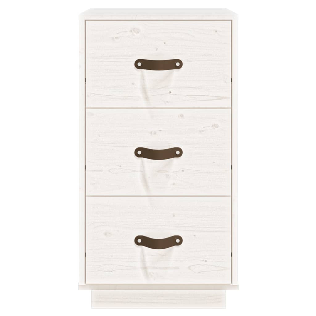 Comodino Bianco 40x40x75 cm in Legno Massello di Pino - homemem39