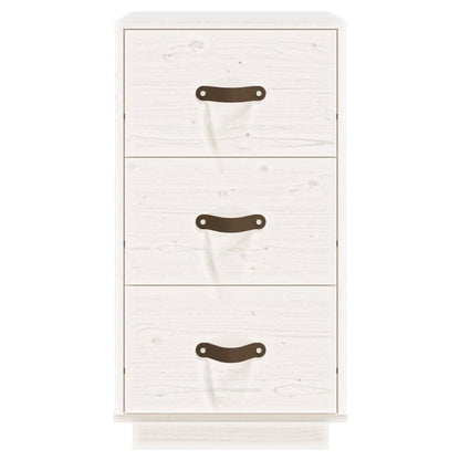 Comodino Bianco 40x40x75 cm in Legno Massello di Pino - homemem39