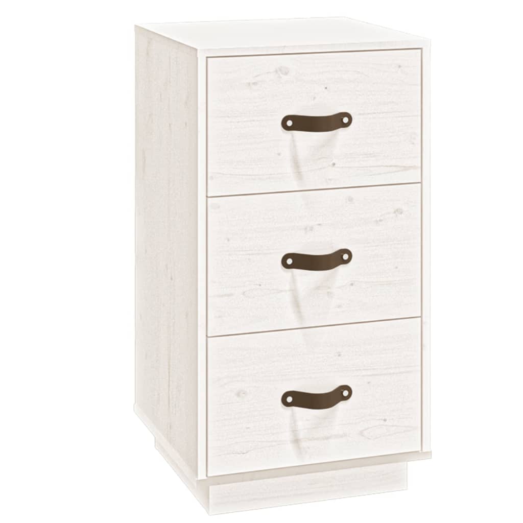 Comodini Bianchi 2 pz 40x40x75 cm in Legno Massello di Pino - homemem39