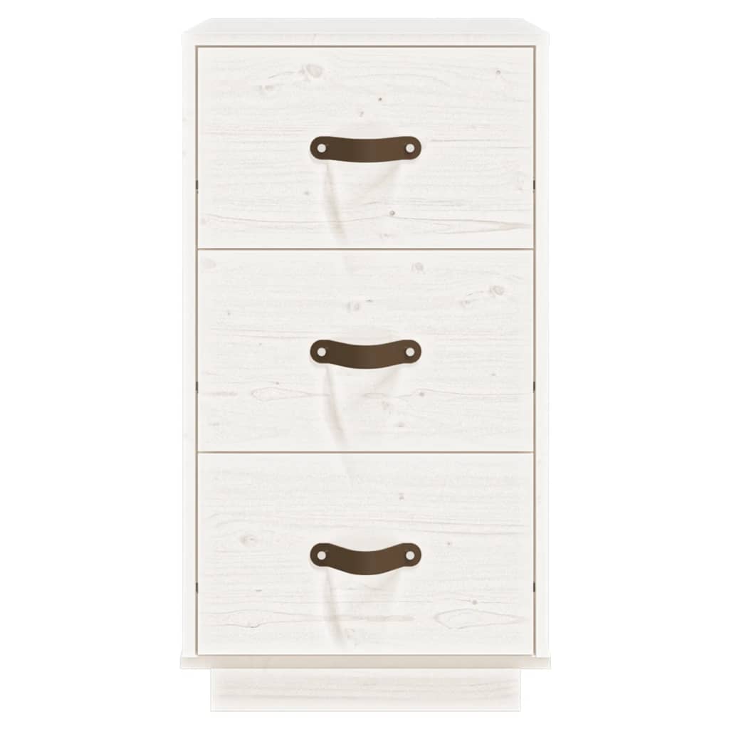 Comodini Bianchi 2 pz 40x40x75 cm in Legno Massello di Pino - homemem39