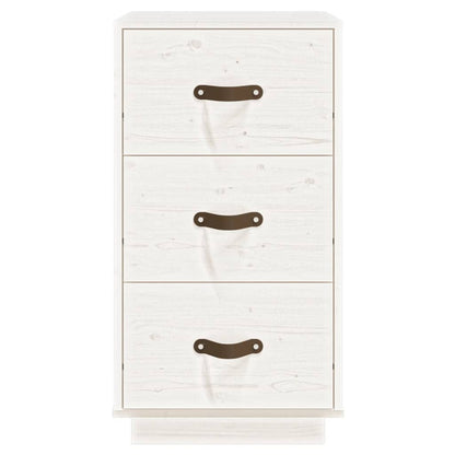 Comodini Bianchi 2 pz 40x40x75 cm in Legno Massello di Pino - homemem39