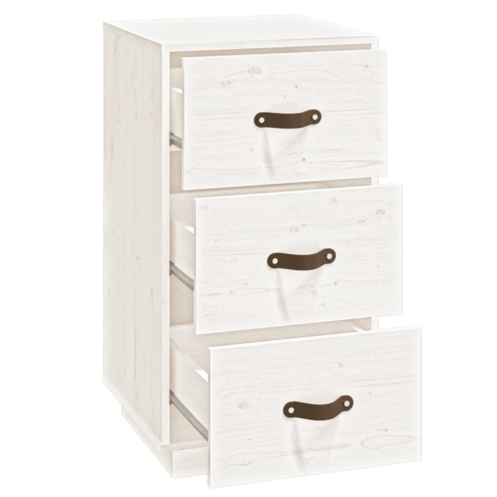 Comodini Bianchi 2 pz 40x40x75 cm in Legno Massello di Pino - homemem39