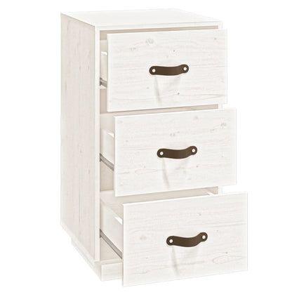 Comodini Bianchi 2 pz 40x40x75 cm in Legno Massello di Pino - homemem39