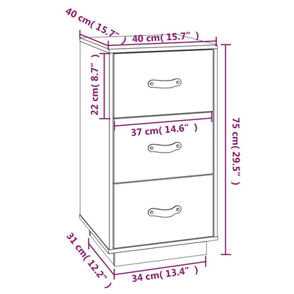 Comodini Bianchi 2 pz 40x40x75 cm in Legno Massello di Pino - homemem39