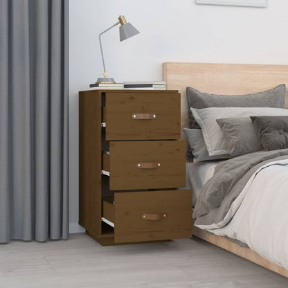 Comodino Ambrato 40x40x75 cm in Legno Massello di Pino - homemem39
