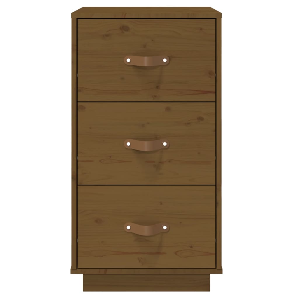 Comodino Ambrato 40x40x75 cm in Legno Massello di Pino - homemem39