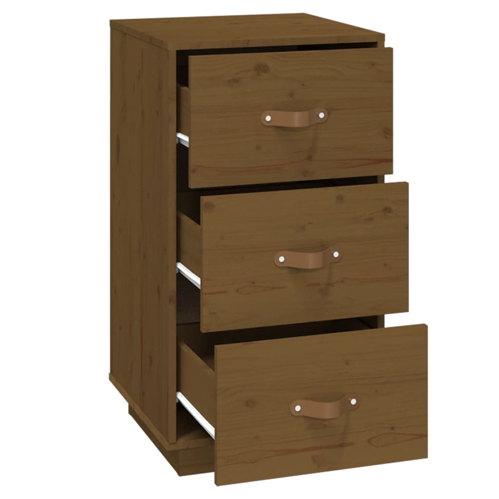 Comodino Ambrato 40x40x75 cm in Legno Massello di Pino - homemem39