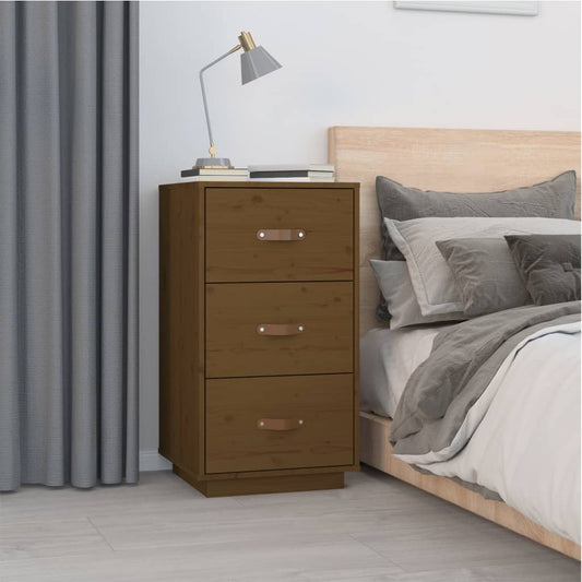 Comodino Ambrato 40x40x75 cm in Legno Massello di Pino - homemem39