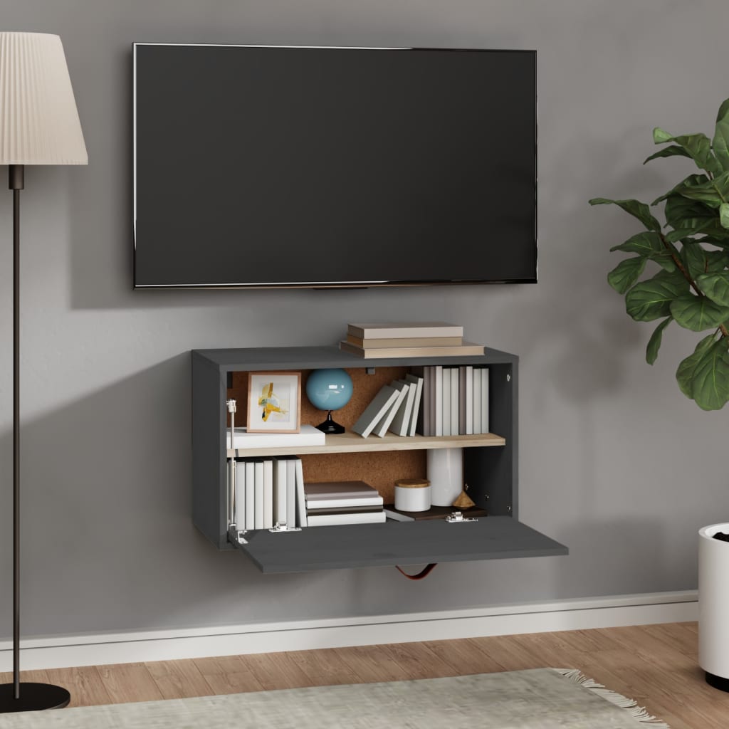 Pensile Grigio 60x30x35 cm in Legno Massello di Pino | homemem39