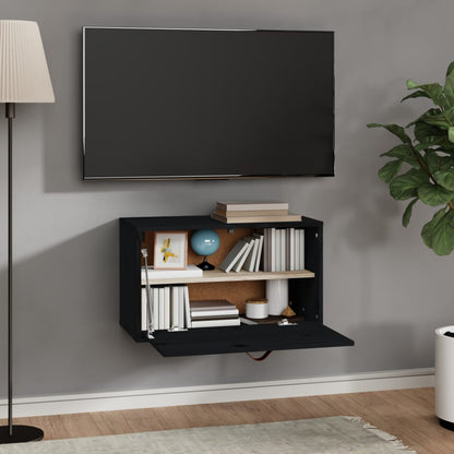 Pensile Nero 60x30x35 cm in Legno Massello di Pino