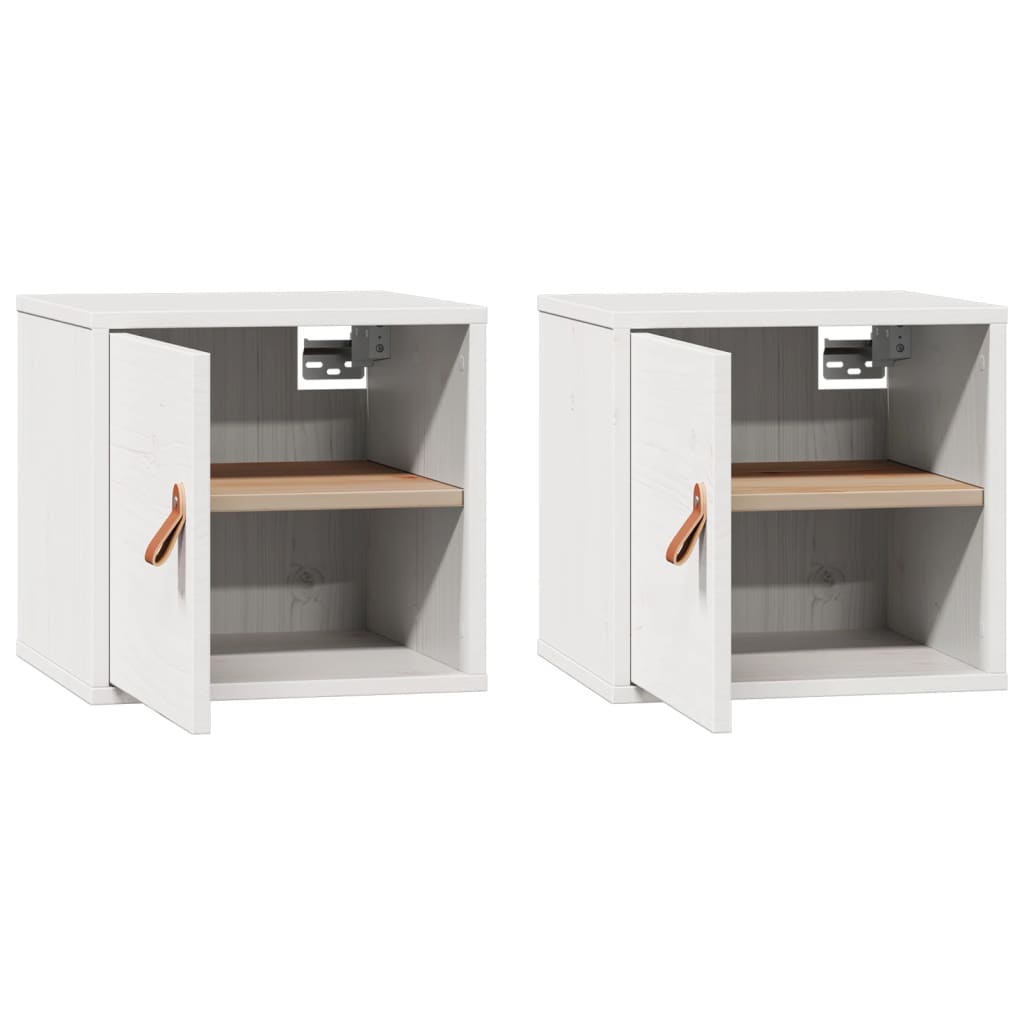 Pensili 2pz Bianchi 31,5x30x30 cm in Legno Massello di Pino | homemem39