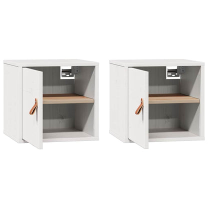 Pensili 2pz Bianchi 31,5x30x30 cm in Legno Massello di Pino