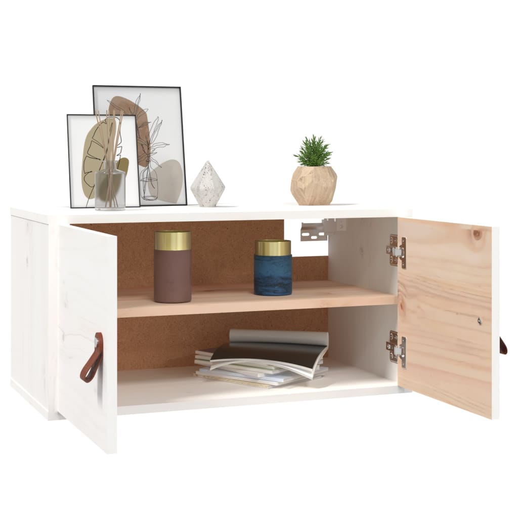 Pensile Bianco 60x30x30 cm in Legno Massello di Pino | homemem39
