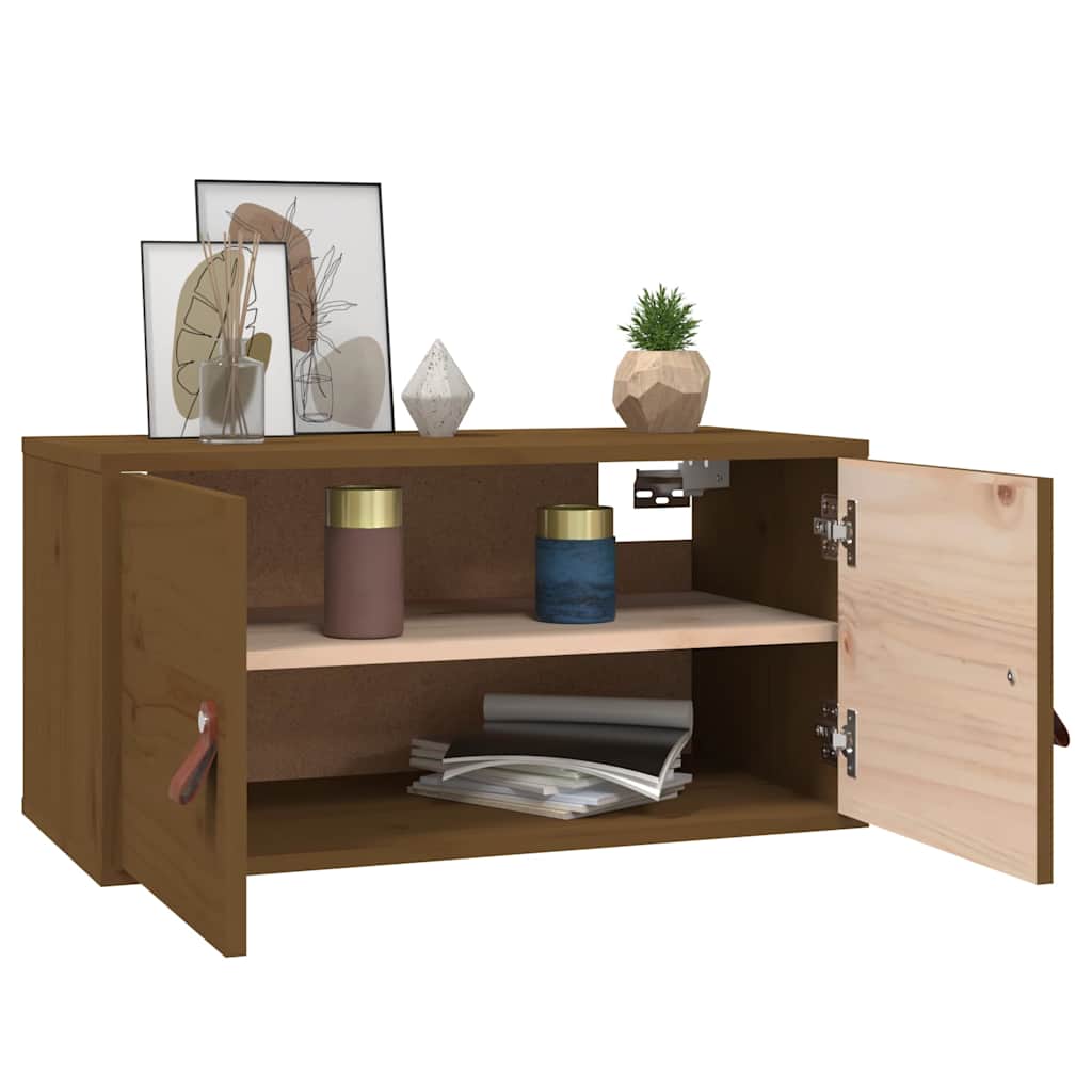 Pensili 2 pz Marrone ambra 60x30x30cm in Legno Massello di Pino