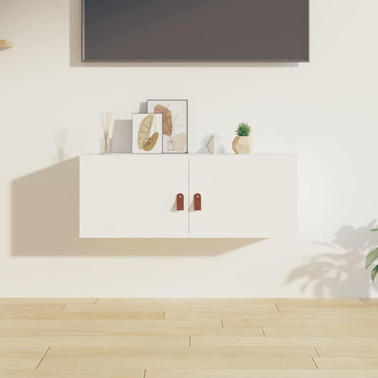 Pensile Bianco 80x30x30 cm in Legno Massello di Pino | homemem39