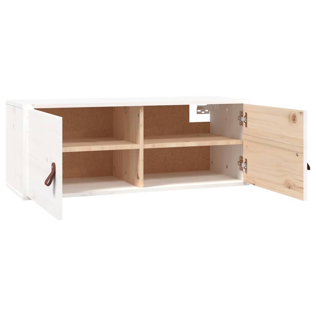 Pensili 2 pz Bianchi 80x30x30 cm in Legno Massello di Pino