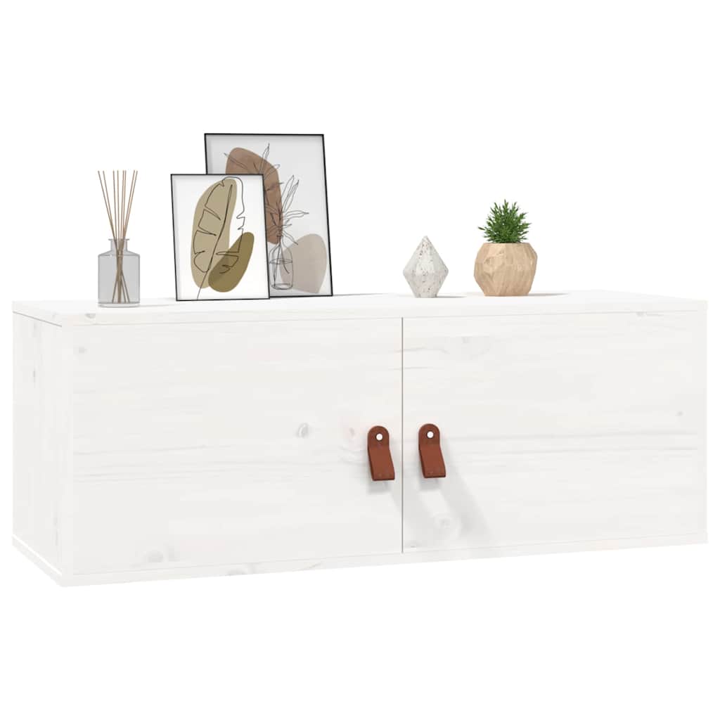 Pensili 2 pz Bianchi 80x30x30 cm in Legno Massello di Pino
